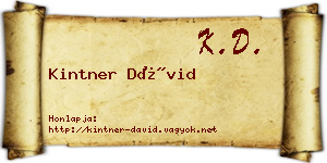 Kintner Dávid névjegykártya